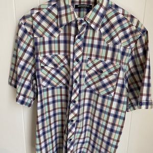 Dragonfly Men’s Short Sleeve Western Cut Short Sleeve Shirt | Plaid | Size XXL